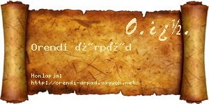 Orendi Árpád névjegykártya