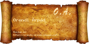 Orendi Árpád névjegykártya